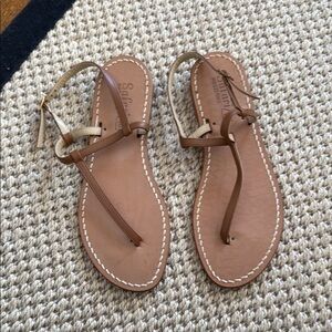Handmade in Positano Italy Sz 37 Stylish Brown Leather Sandals